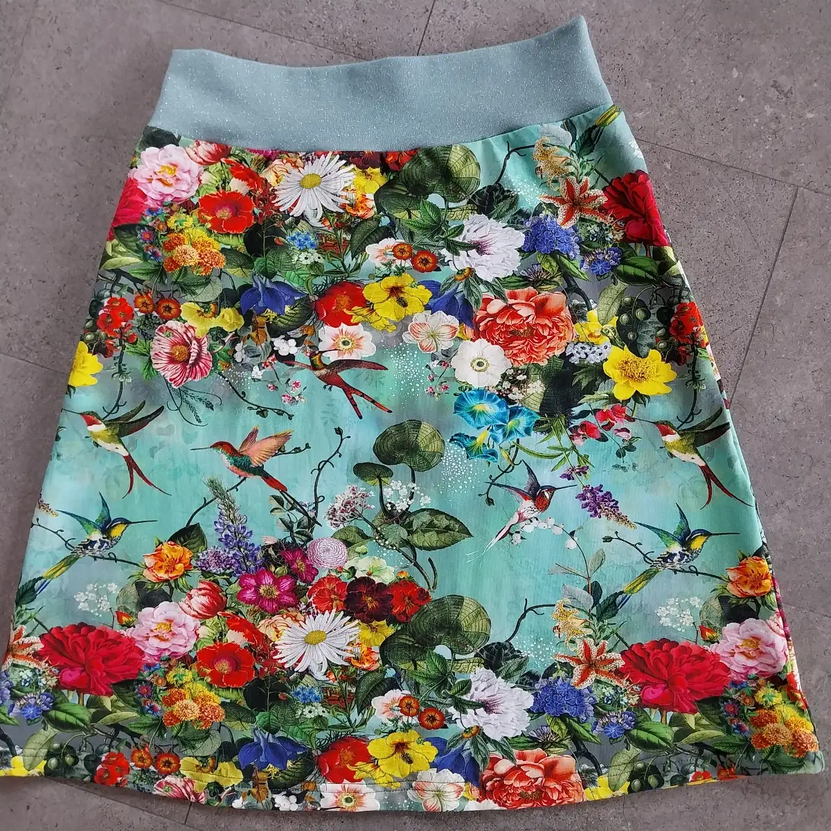 JUPE GUIRLANDE FLEURS OISEAUX