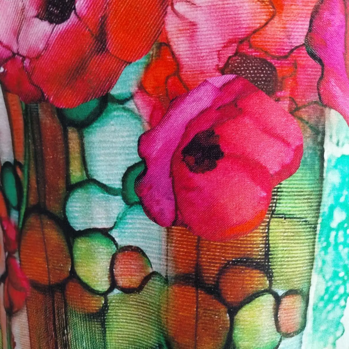 ROBE PAVOT ROSE FUSCHIA ET VERT